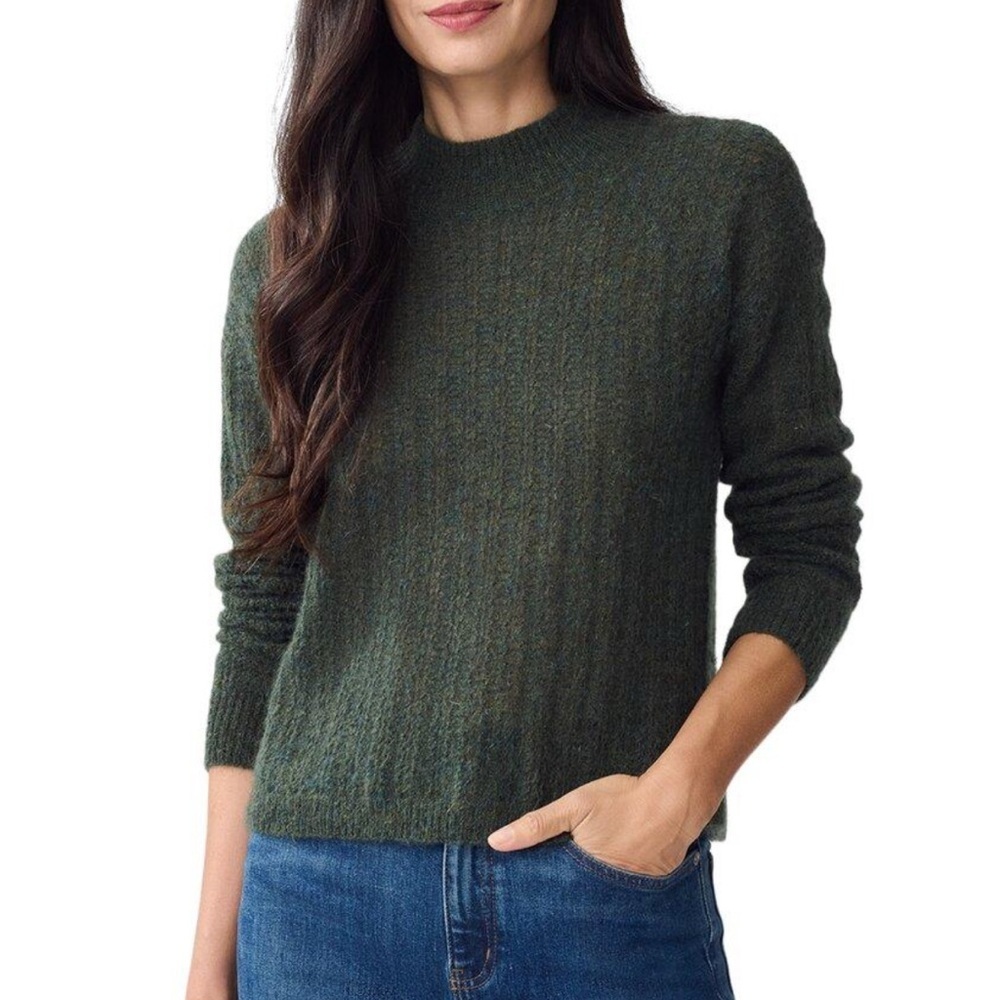 J. McLaughlin | Forest Green Mohair Blend Mock Turtleneck Sweater | Sz S